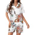 thumbnail image 1 of PRIYAL Pajama Sets for Womens Paisley Vintage Pattern Satin Silk Short Sleeve Shirts And Pants Set, 1 of 6