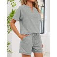thumbnail image 4 of EASYBRA Women V Neck T Shirt and Drawstring Shorts Set Casual Summer Two Piece Outfit, 4 of 7