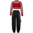 thumbnail image 2 of Haitryli Kids Girls 3Pcs Hip Hop Jazz Dance Outfits Hollow Out Crop Top Baggy Cargo Pants Streetwear Red 14, 2 of 5