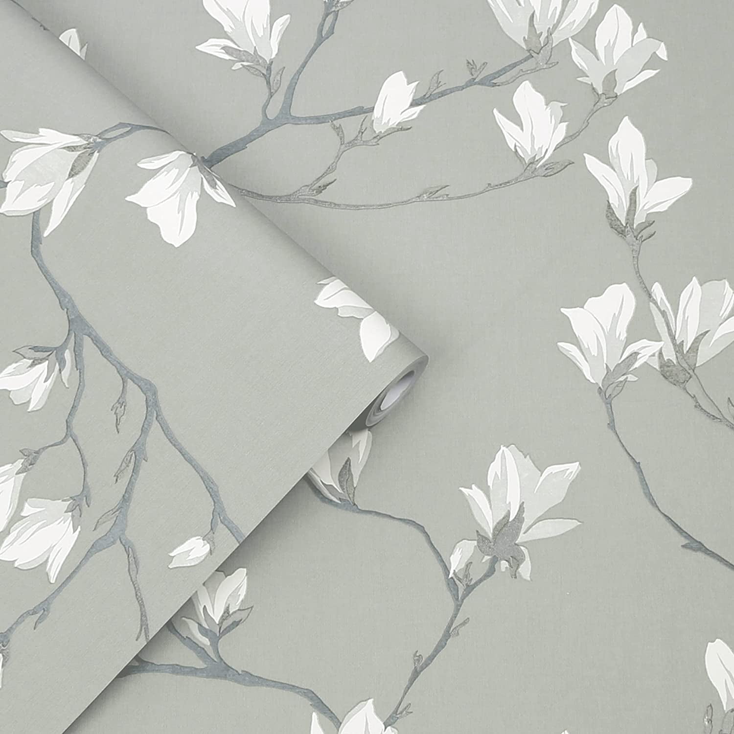 Laura Ashley Magnolia Grove Slate Wallpaper
