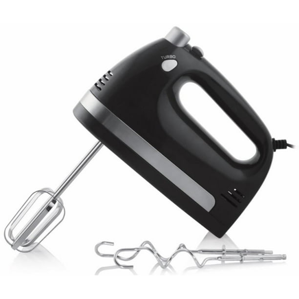 Toastess - 5 Speed Hand Mixer, Whisks and Dough Hook Included, 350 Watts,  Black 