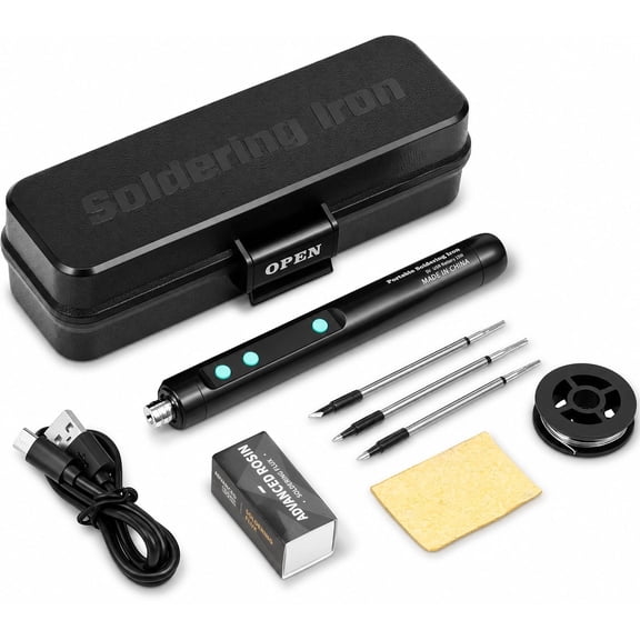 Evjurcn 8 Pieces Soldering Iron Kit, Cordless Rechargeable Soldering Pen Fast Heating 356-842°F with Digital Display
