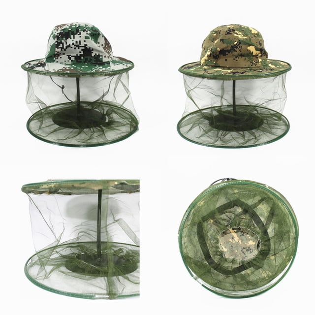 facefd Unisex Camouflage Fishing Net Mesh Caps Head Face Protector Head Face Protector Midge Mosquito Bug Insect Prevention Outdoor Hunting Sun Hat