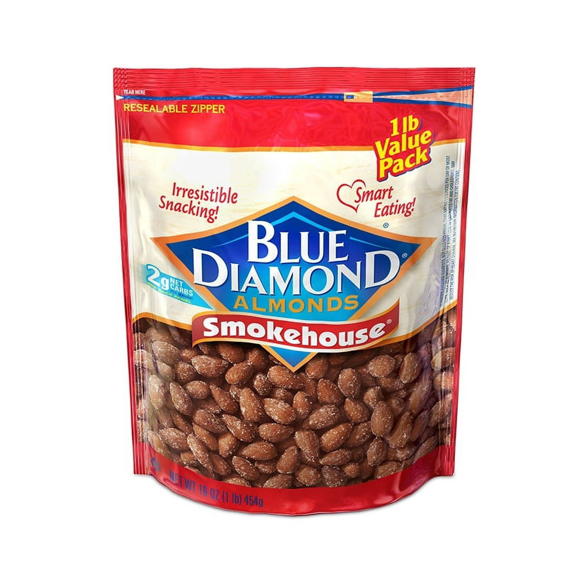 Blue Diamond Almonds Gluten Free Smokehouse Flavored Snack Nuts, 16oz (4 Pack)