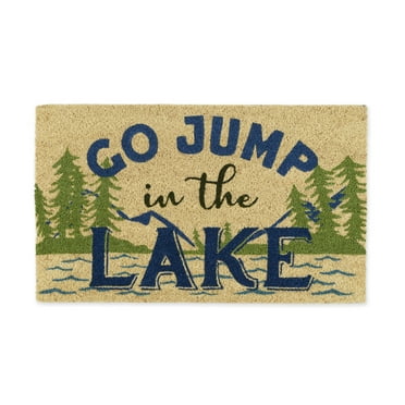 DII Natural Coir Doormat, Fun Greeting Mat, Jump in the Lake, 17x29"