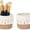 Yellow and White, variant on Handwoven Boho Macrame Mini Storage Basket Set of 2 , Decorative X-Small Ivory Desktop Makeup Brush Organizer for Pens, Combs, Cosmetics and Small Desk Accessories