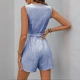 thumbnail image 6 of aidice Dressy Jumpsuits for Women Summer Casual V Neck Button up Sleeveless Belt Striped Office Rompers, 6 of 6
