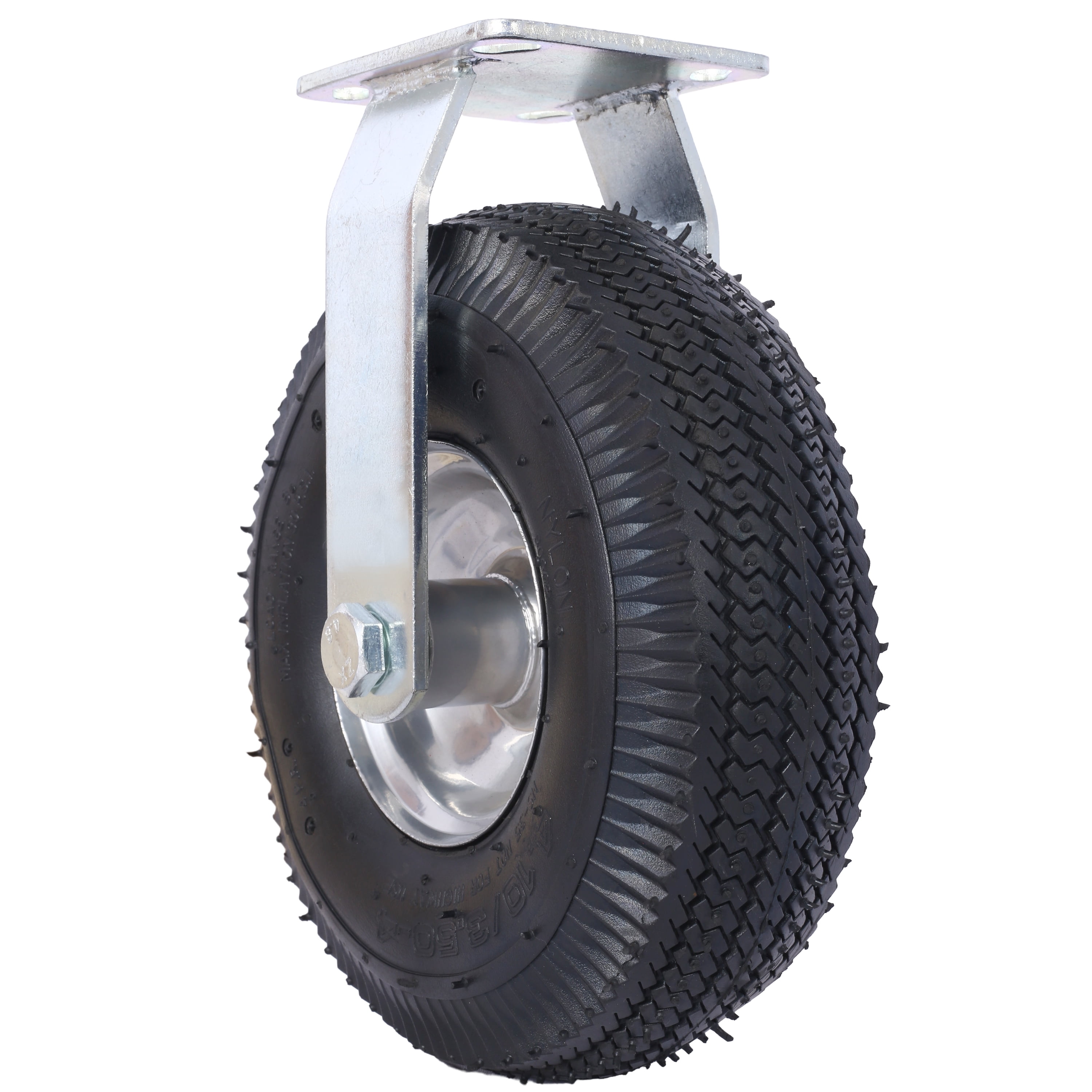 LiviNest 10 Inch Pneumatic Caster Wheels: Heavy Duty Steel Hub with Ball Bearings & 5/8-Inch Bore - 300LB Capacity Swivel & Rigid Plate Casters for Agricultural Equipment & Workshop Applications