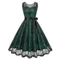 thumbnail image 2 of Jacenvly New Evening Dresses for Women European and Round Neck Lace Sleeveless Cocktail Halloween Dress Evening Gown Womens Casual Dresses Green Xxl, 2 of 9