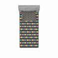 thumbnail image 1 of Geometric Bedding Set with Sheet & Covers, Abstract Design of Interlinked Ogee Pattern with Bold White Borders Shaded Effect, Printed Bedroom Decor 2 Shams, 4 Sizes, Multicolor, by Ambesonne, 1 of 3
