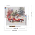 thumbnail image 2 of Pintura de diamante 5D DIY Kit de camión de taladro redondo completo decoración del hogar 50x50cm rojo, 2 of 9