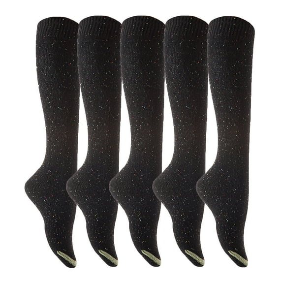 Meso Big Girl's Women's 5 Pairs Splendid Knee High Cotton Socks, Strong yet Soft, Cozy and Stylish Size 6-9 M158212 Black