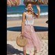 thumbnail image 4 of Camisetas de Tirantes de Crochet de Verano para Mujer, Suéter de Punto Sin Mangas con Cuello Redondo, Chaleco Bohemio con Aberturas. S, 4 of 10