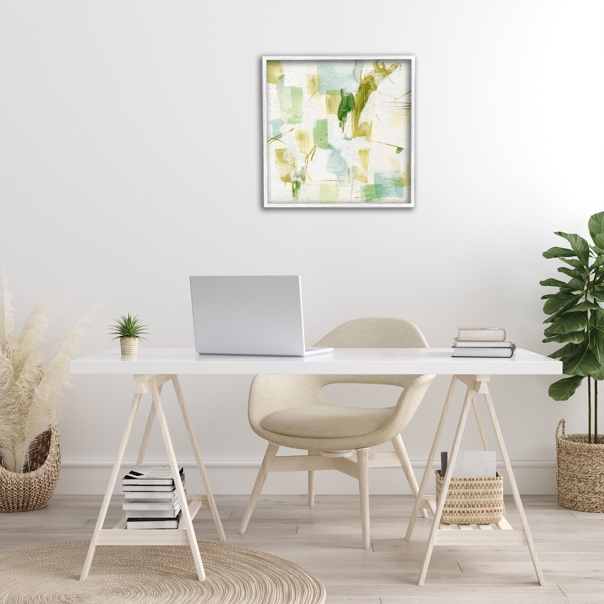 Stupell Industries Chaotic Abstract Expression Abstract Painting White Framed Art Print Wall Art, 24 x 24