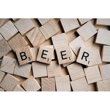 LAMINATED POSTER Wooden Word Letters Scrabble Beer Poster Print 24 x