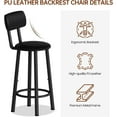thumbnail image 4 of Cvortll Dining Table Set for 2, Marble Counter Height Pub Table with 2 PU Leather Backrest Stools & 3 Storage Shelves, Bar and Chairs Set for Small Space Dining Room, Kitchen, Bar (Black), 4 of 11
