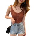 thumbnail image 6 of Women's Buttons U Neck Sleeveless Solid Knitted Tank Top, 6 of 6