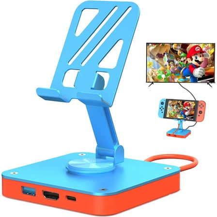 Switch Dock,【4K@60Hz】 TV Docking Station for Nitendo Switch/Switch OLED,Steam Deck, Rog Alloy, MSI Claw, Portable Switch Travel Dock with Rotating Stand, PD 100W, USB 2.0 Port-Aluminum