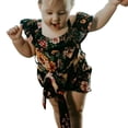 thumbnail image 5 of Douhoow Kids Girls Romper Flowers Printed Off Shoulder Ruffles Sling Jumpsuits One-piece Playsuit, 5 of 8