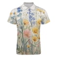 thumbnail image 4 of Wildflowers Floral Men Zipper T-shirt Summer Casual Short Sleeve T-shirt Top, 4 of 7