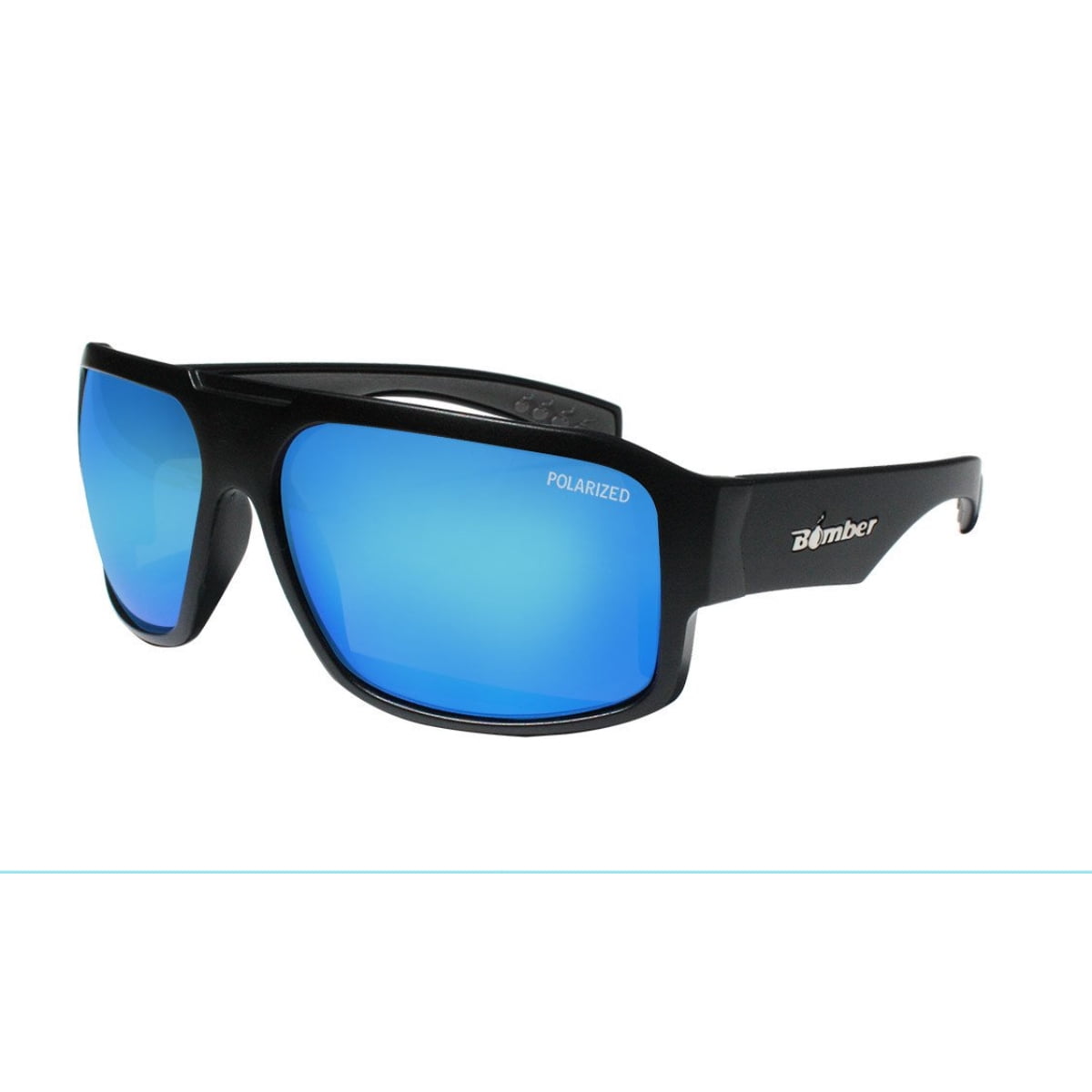 Bomber Sunglasses Mega Bomb Matte Black Frm / Ice Blue Polarized Saftey