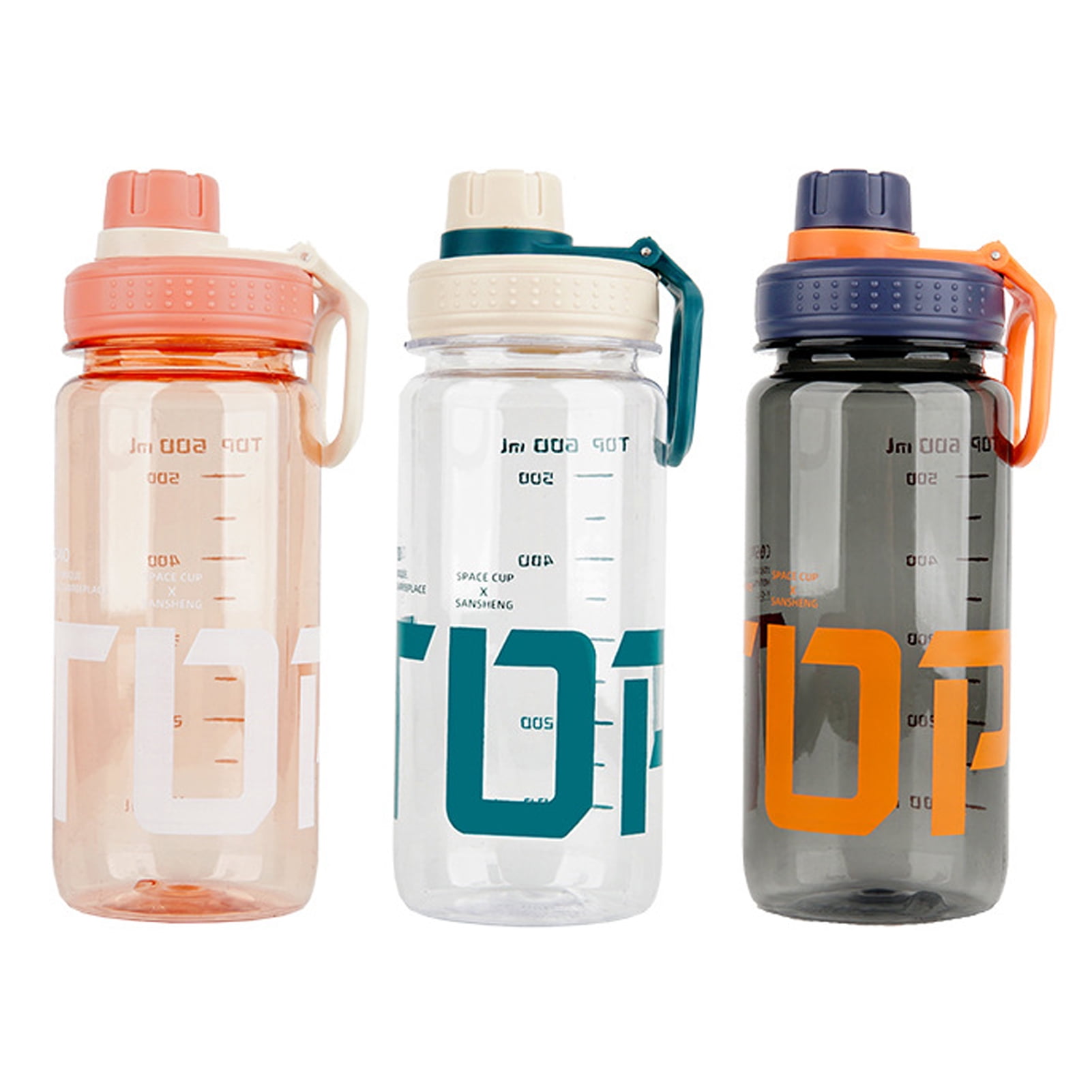 60oz Sports Water Bottle, Transparent PC Water Bottle with Straw Portable Handle, Big Water Bottle for Sports Gym, Black