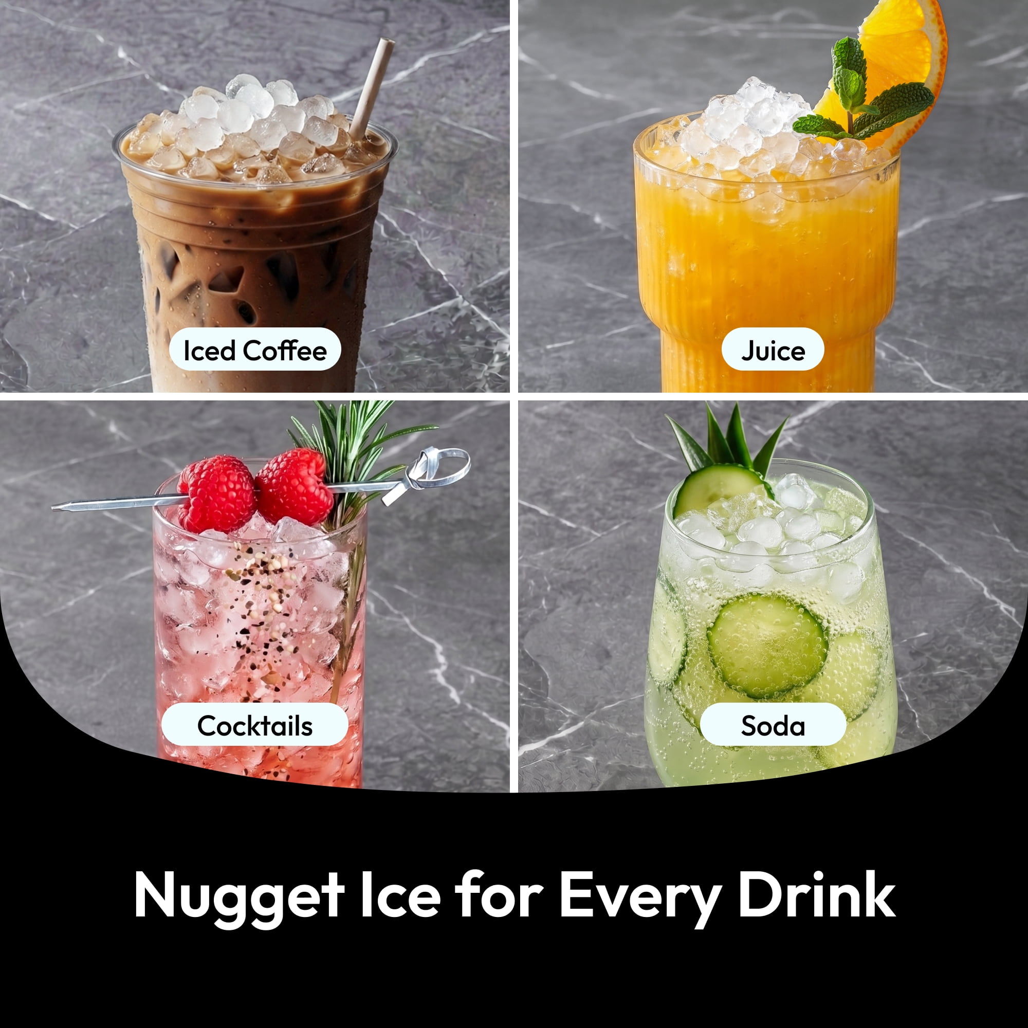 EUHOMY Countertop Nugget Ice Maker,36 lbs/24H ，Self-Cleaning, 30% Better Insulation, Quiet, Black