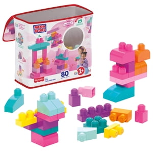 Mega Bloks Fisher-Price Big Building Bag, 80 Pieces, Pink