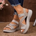 thumbnail image 4 of Women's Comfortable Walking Sandals with Elastic Strap Light Weight Casual Summer Sandals for Trendy Footwear,42, 4 of 6