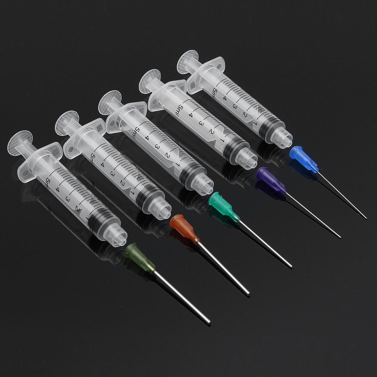 5 Pcs Set 5ml Syringe Injector Crimp Sealed Blunt End Tips 1.5" for
