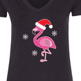 thumbnail image 4 of Inktastic Christmas Holiday Cute Flamingo Women's V-Neck T-Shirt, 4 of 5
