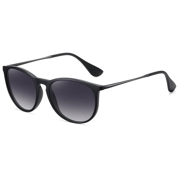 Gafas de sol WOWSUN vintage redondas polarizadas para mujer gris