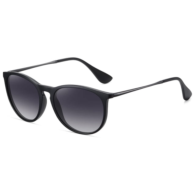 Gafas de sol WOWSUN vintage redondas polarizadas para mujer gris