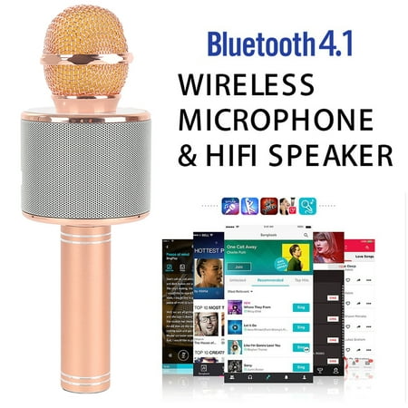 WS858 Handheld Wireless Bluetooth Karaoke Microphone Speaker Home KTV Music Singing Player Support TF Card for Phones