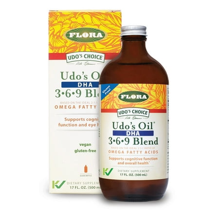 Flora Udo's Omega 3-6-9 Oil with DHA 17 Fl Oz Supplement - Organic, Plant Based, Vegan DHA, Superior to Fish Oil - Supports Cognitive Function & Eye Health