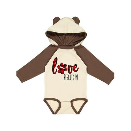 

Inktastic Love Rescued Me Paw Print in Plaid Gift Baby Boy or Baby Girl Long Sleeve Bodysuit