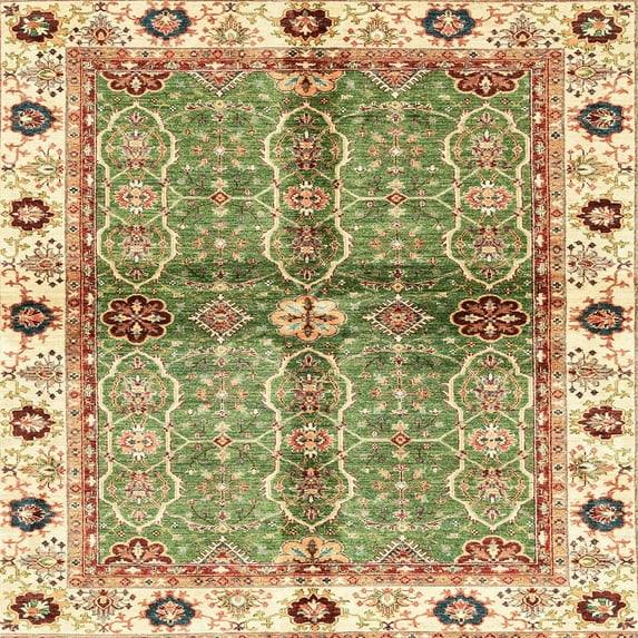 Ahgly Company Indoor Square Abstract Brown Gold Oriental Area Rugs, 8' Square