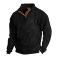 thumbnail image 2 of Qingpeng Men's 1/4 Button Fleece Sweatshirts Long Sleeve Stand Collar Pullover Loose Vintage Sweatshirt Tops, 2 of 6