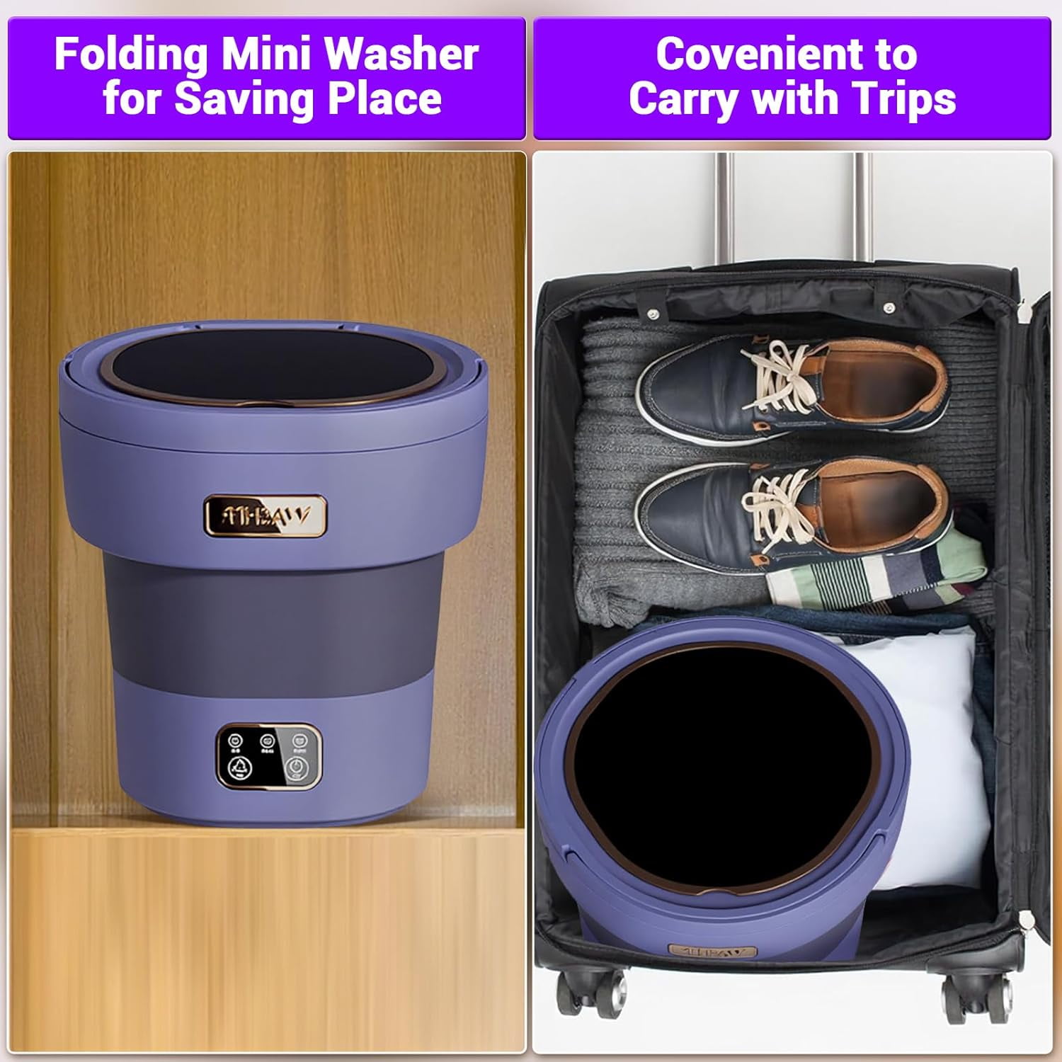 Portable Washing Machine,12L Upgraded Mini Washing Machine for Underwear, Baby Clothes Socks and Small Items,Foldable Washer Cleaning for Apartments, Dorm,RV