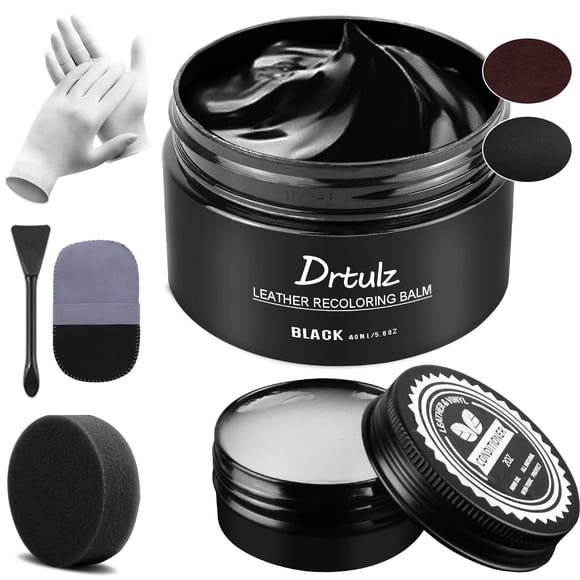 Kit de reparación de cuero negro con bálsamo decolorante drtulz