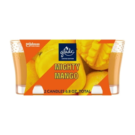 Glade Candle Infused with Essential Oils, Mighty Mango Scent, 2 Count