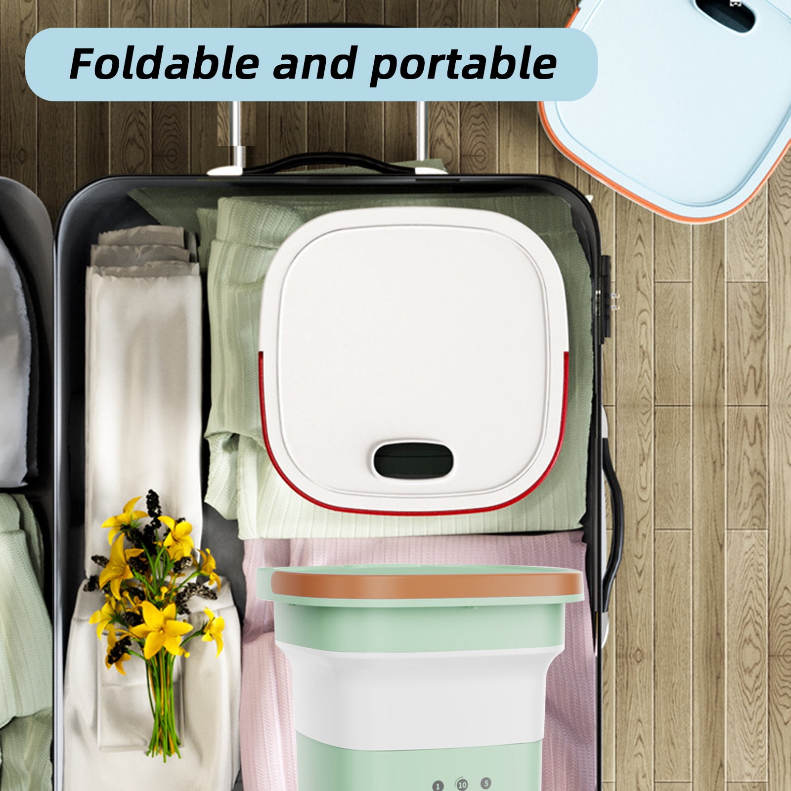 Stuffygreenus 016 cu ft Mini Portable Washing Machine with Drain Basket