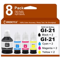 GI-21 Ink Refill Bottles Replacement for Canon 21 GI-21 GI21 Compatible for Canon PIXMA G3260 G3270 G3290 G3272 G4280 G4270 G2270 G2260 G1220 G1230 Megatank Printers (2 BK/2 C/2 M/2 Y-8 Pack)