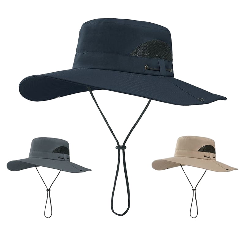 3 Pcs Men's Fishing Hats for Shading and Breathable, Outdoor Big Brim