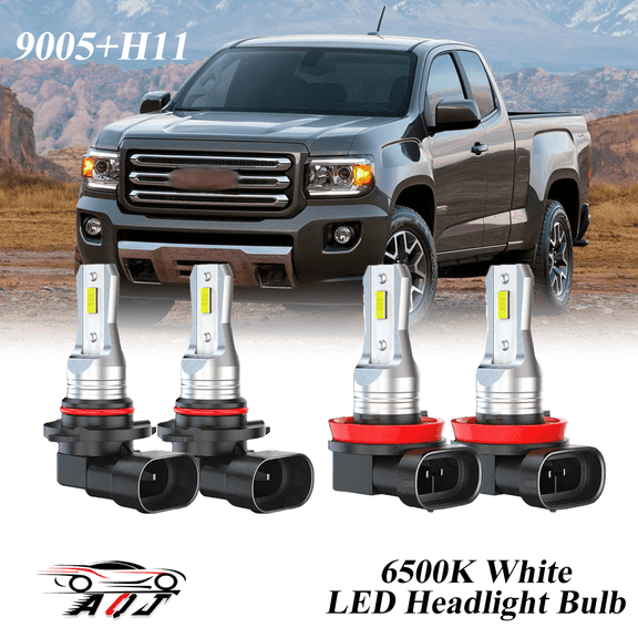 Compatible with GMC Canyon 2015-2021 LED Headlight KIT High Low Beam Combo Bulbs (Pack of 4) , 6500K White 10,000LM Super Bright, Plug and Play