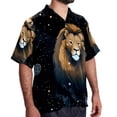 thumbnail image 2 of Leo Constellation Men's Short Sleeve Spread Collar Poplin Button Down Casual Printed Summer Beach Unisex Shirts, 2 of 6