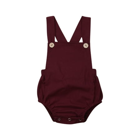 

Mioliknya Newborn Baby Summer Romper Unisex Solid Color Jumpsuit Sleeveless Overalls Outfits 1Pcs