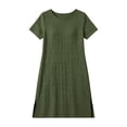 thumbnail image 6 of ClodeEU Women's Round Neck Short Sleeve Side Slit Midi Dress,Solid Color Casual Summer Dress b-Army Green,Women's Plus XXL, 6 of 6