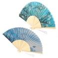 thumbnail image 5 of uds ventilador plegable Manual de bambú mano albaricoque flor lavado pintura clima decoración artesanal, 5 of 5