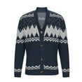 thumbnail image 2 of Men's Christmas Sweater Long Sleeve V Neck Lapel Button Down Knitted Coat Blue L, 2 of 4